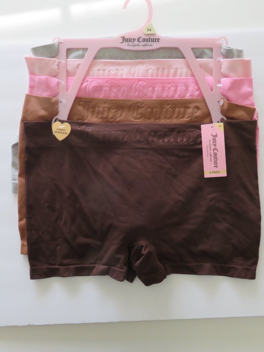 (#123) Juicy Couture Intimates Comfy 5 Pack Logo Boyshort Panties Size 3X